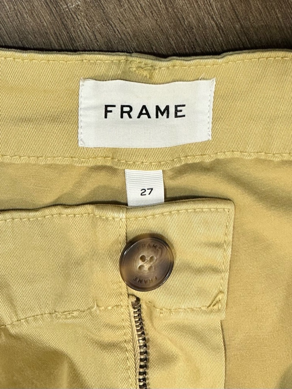 Frame Patch Pocket Denim Cargo Pants In Washed Tan. Size 27 - Picture 8 of 16